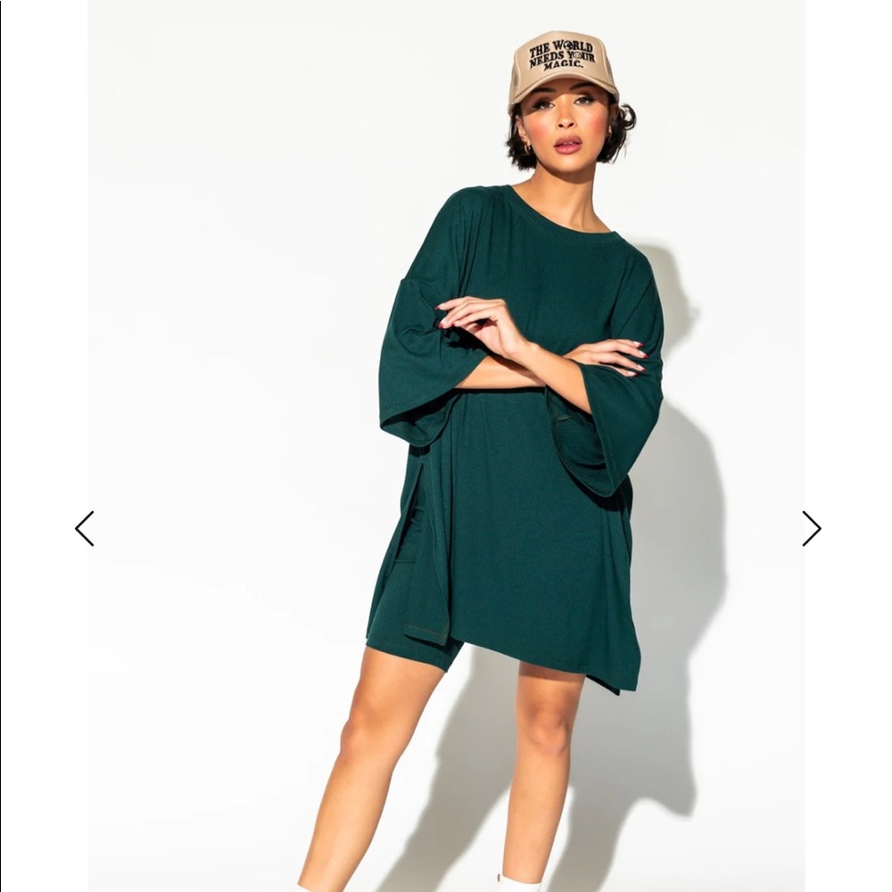 LALA Green Biker Short Set